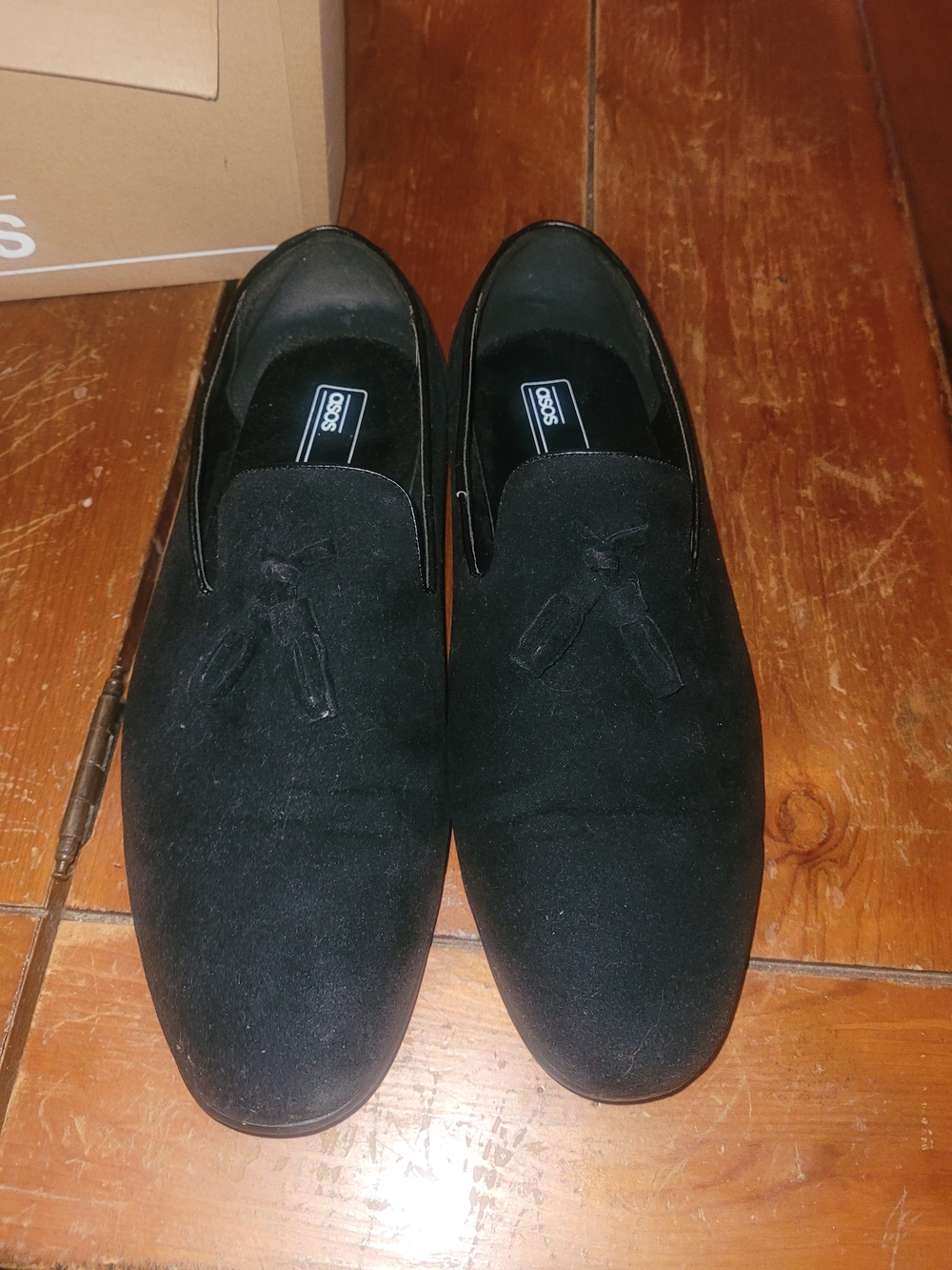 ASOS Black Suede Tassel Loafers - Men's 9 Wide Slip-On Dress Shoes